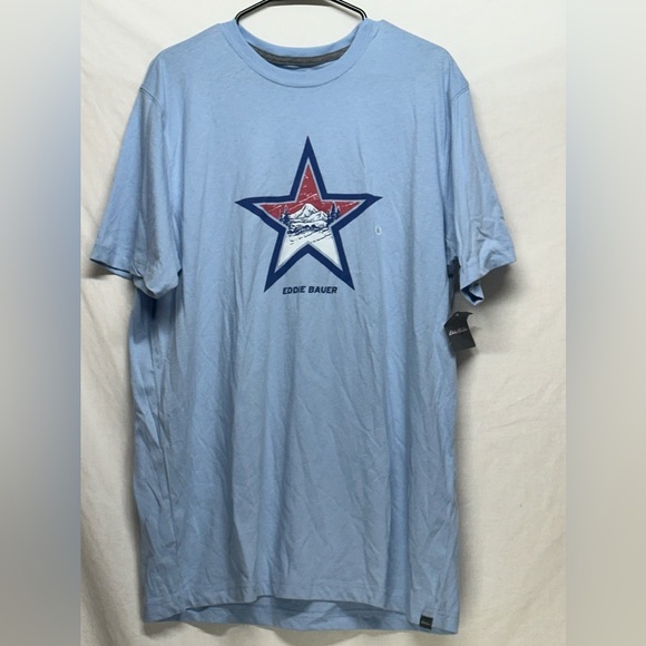 NWT Eddie Bauer Legend Wash Graphic Tee Tall Large,‎ Light Blue with Star ⭐️ ⛰️ - Picture 1 of 10